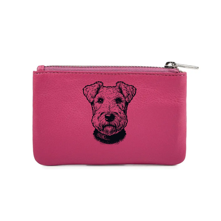 Lakeland Terrier Face Engraved Genuine Leather Coin Purse (Multiple Colour Options)