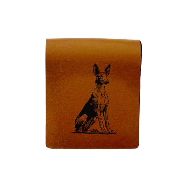 Ibizan Hound Sitting Engraved Genuine Leather Magnetic Bookmark