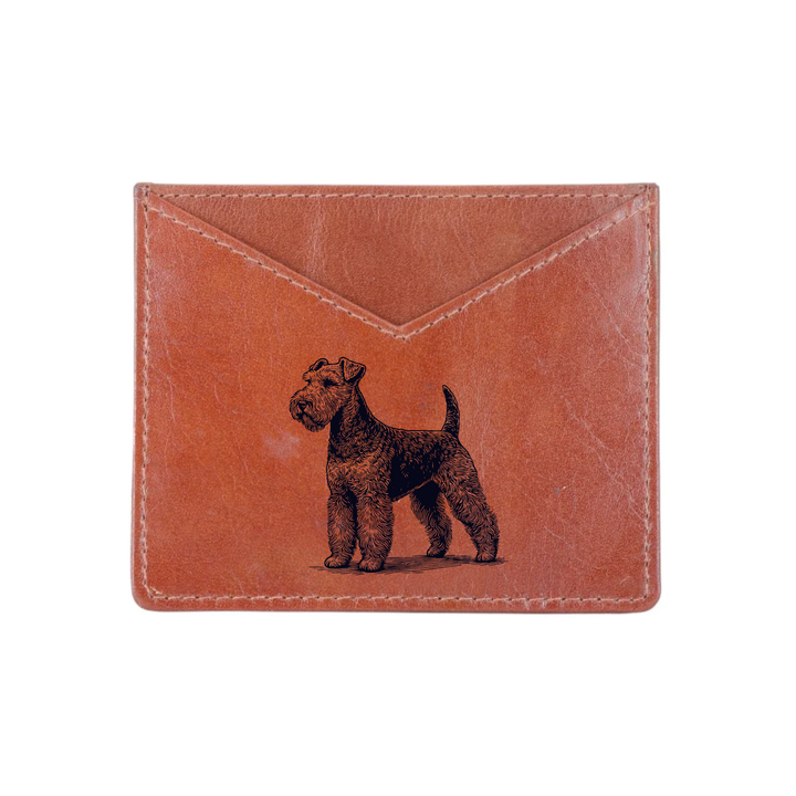 Lakeland Terrier Standing Engraved Genuine Leather Cardholder