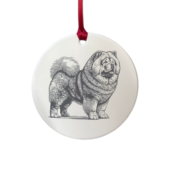 Personalised Chow Chow Standing Engraved White Acrylic Decoration