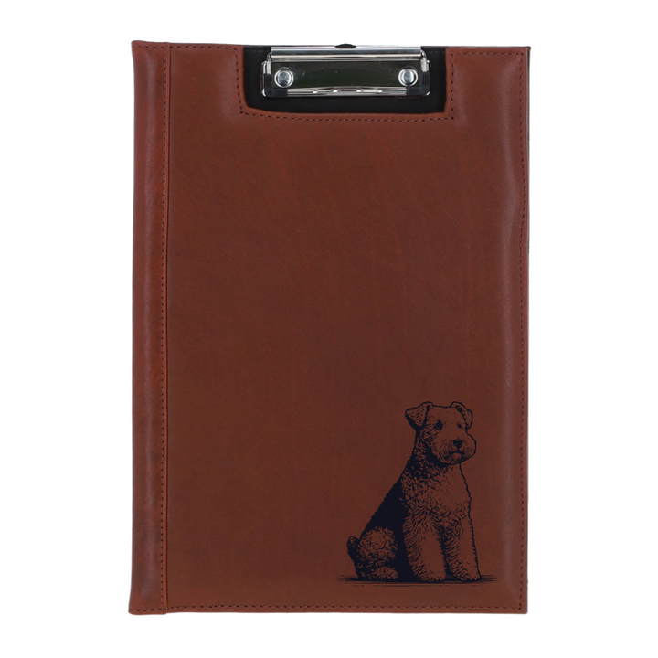 Lakeland Terrier Sitting Engraved Leather Clipboard
