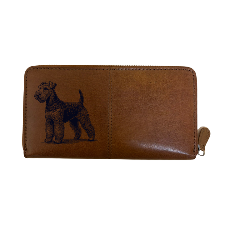 Lakeland Terrier Standing Engraved Large Leather Purse