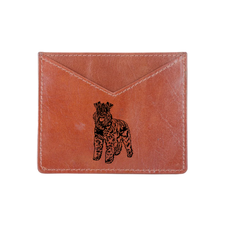 Kerry Blue Terrier Standing Engraved Genuine Leather Cardholder