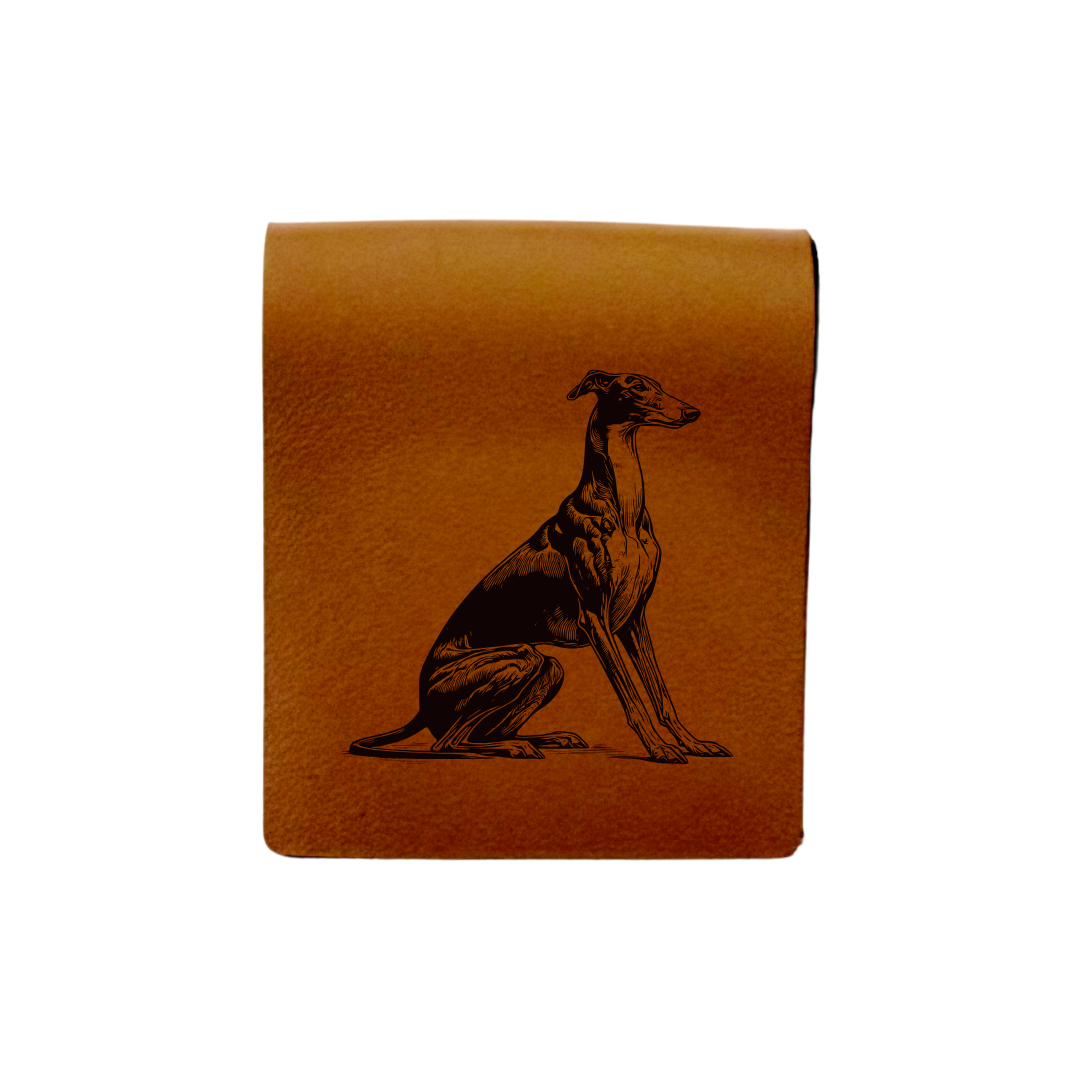 Greyhound Sitting Engraved Genuine Leather Magnetic Bookmark