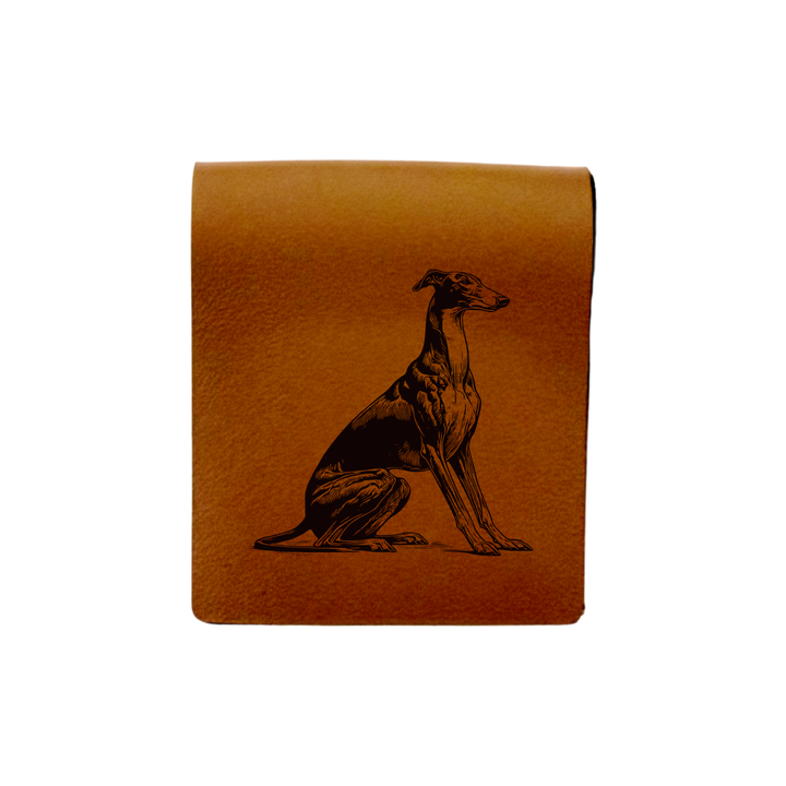 Greyhound Sitting Engraved Genuine Leather Magnetic Bookmark