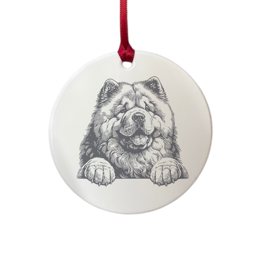 Personalised Chow Chow Paws Engraved White Acrylic Decoration