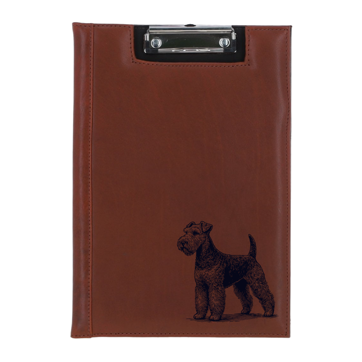 Lakeland Terrier Standing Engraved Leather Clipboard