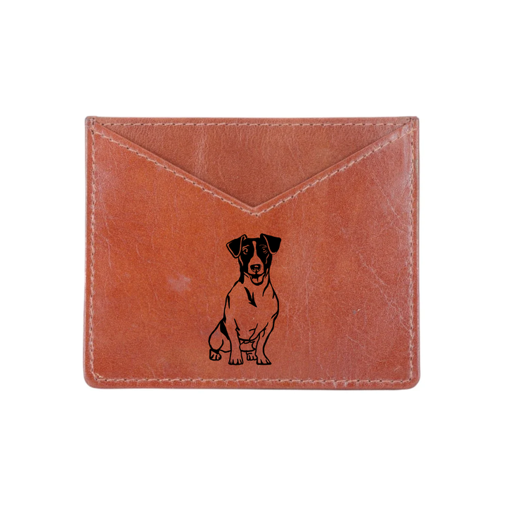 Smooth Jack Russell Terrier Engraved Genuine Leather Cardholder