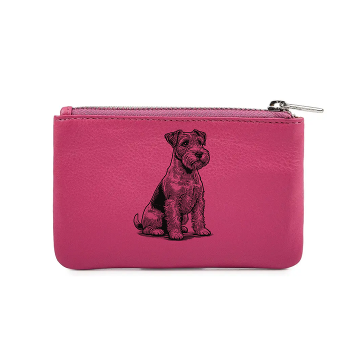 Jack Russell Terrier Sitting Engraved Genuine Leather Coin Purse (Multiple Colour Options)