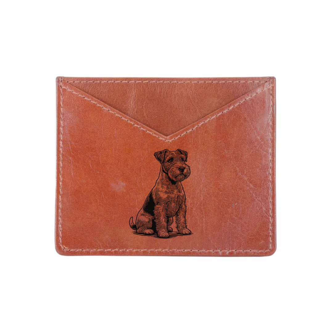Jack Russell Terrier Sitting Engraved Genuine Leather Cardholder
