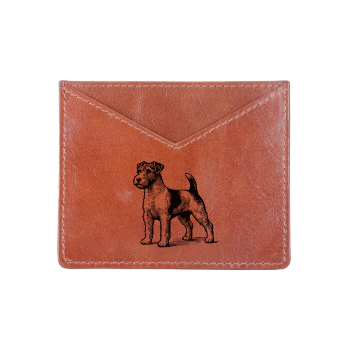 Jack Russell Terrier Standing Engraved Genuine Leather Cardholder