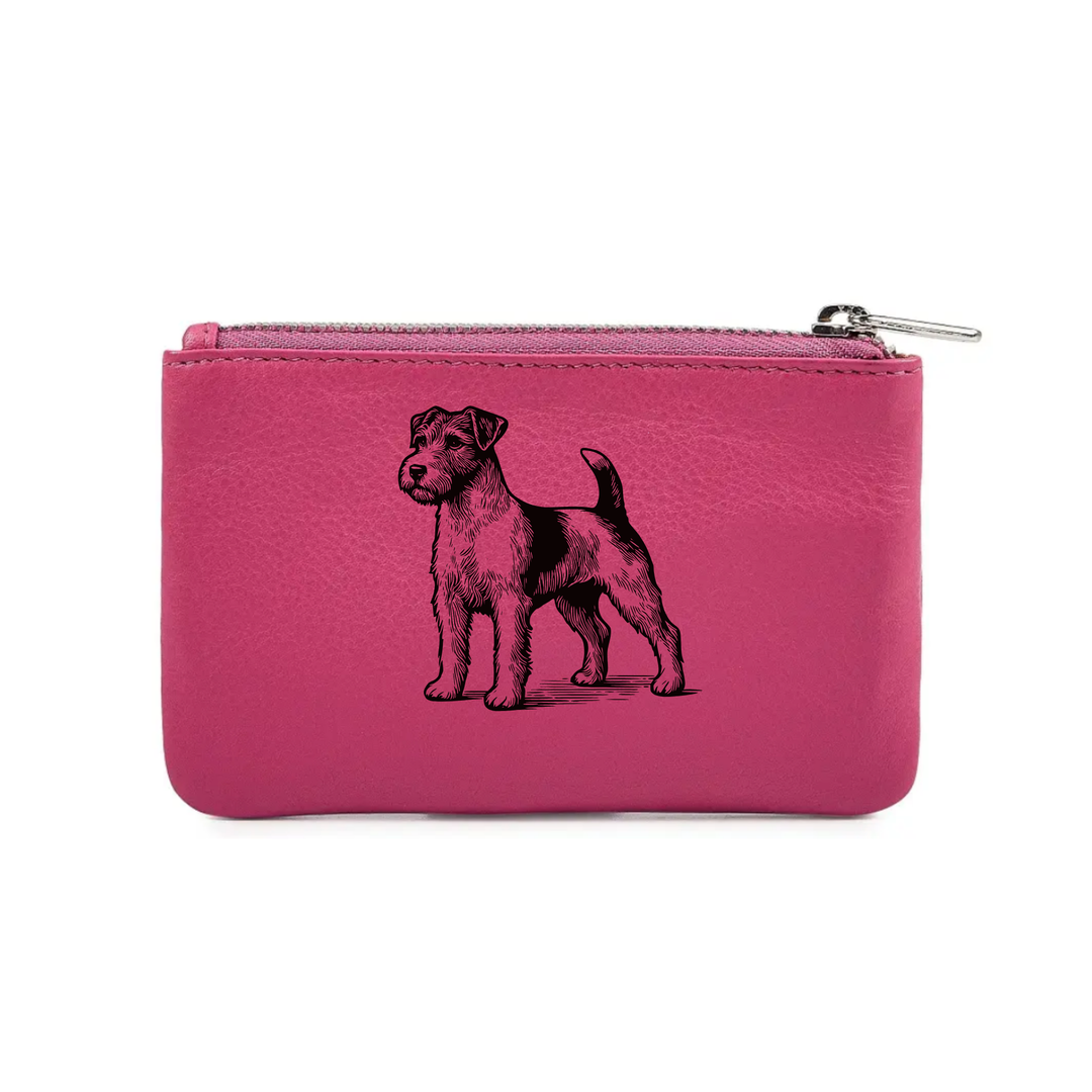 Jack Russell Terrier Standing Engraved Genuine Leather Coin Purse (Multiple Colour Options)