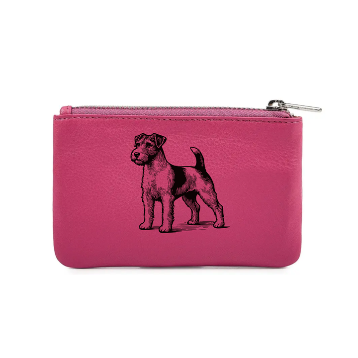 Jack Russell Terrier Standing Engraved Genuine Leather Coin Purse (Multiple Colour Options)