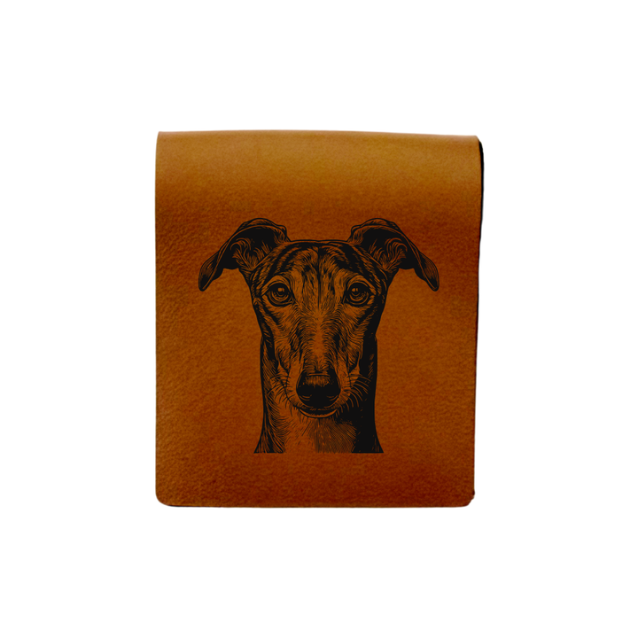 Greyhound Face Engraved Genuine Leather Magnetic Bookmark