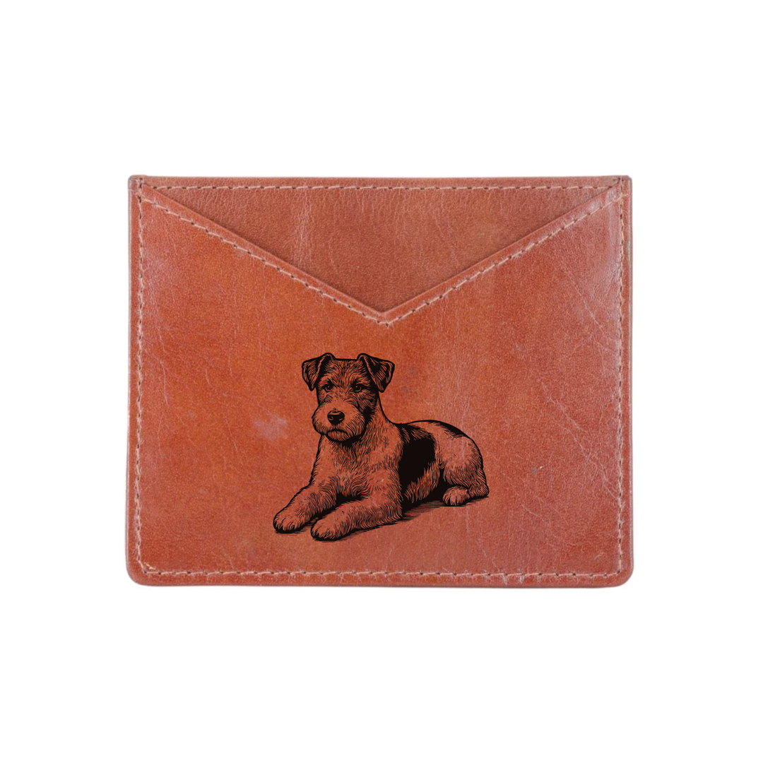 Jack Russell Terrier Lying Down Engraved Genuine Leather Cardholder