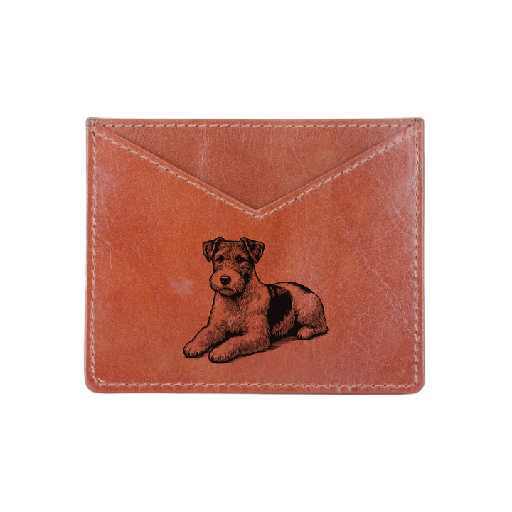 Jack Russell Terrier Lying Down Engraved Genuine Leather Cardholder
