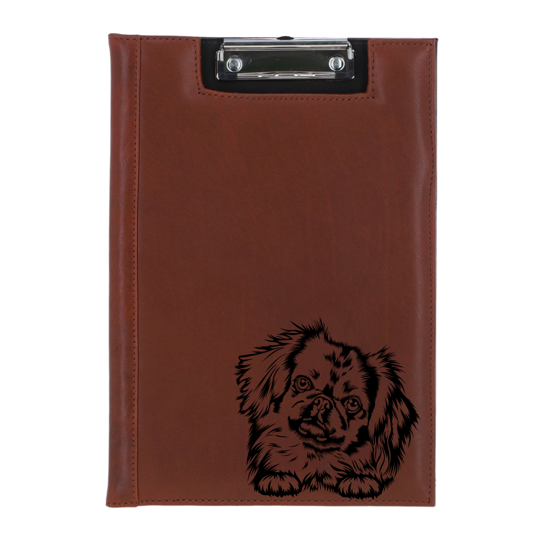 Pekingese Paws Engraved Leather Clipboard