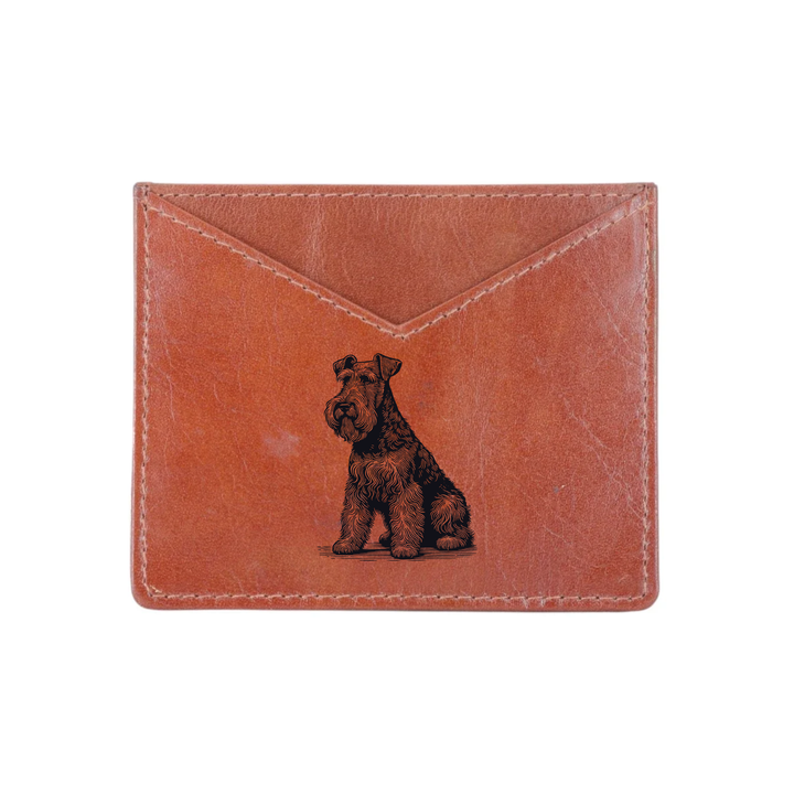 Irish Terrier Sitting Engraved Genuine Leather Cardholder