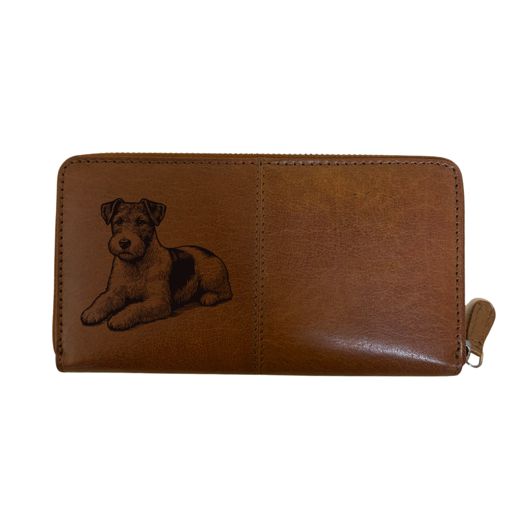 Jack Russell Terrier Lying Down Engraved Large Leather Purse