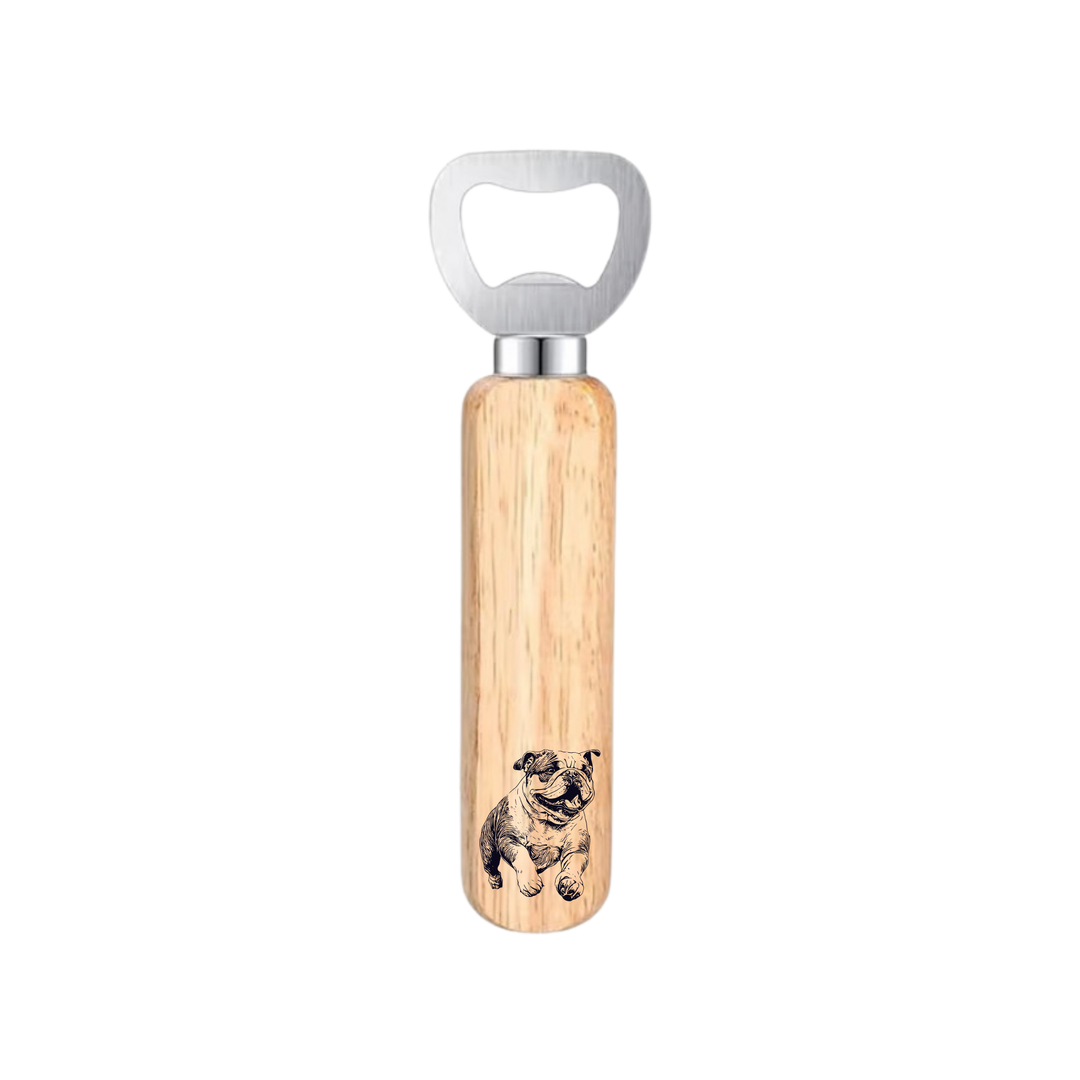 British Bulldog Running Engraved Wooden Bottle Opener