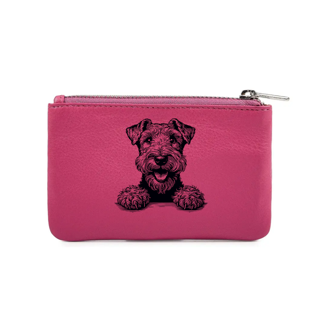 Irish Terrier Paws Engraved Genuine Leather Coin Purse (Multiple Colour Options)