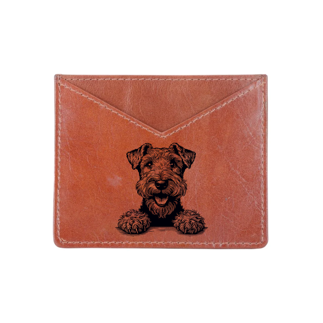 Irish Terrier Paws Engraved Genuine Leather Cardholder