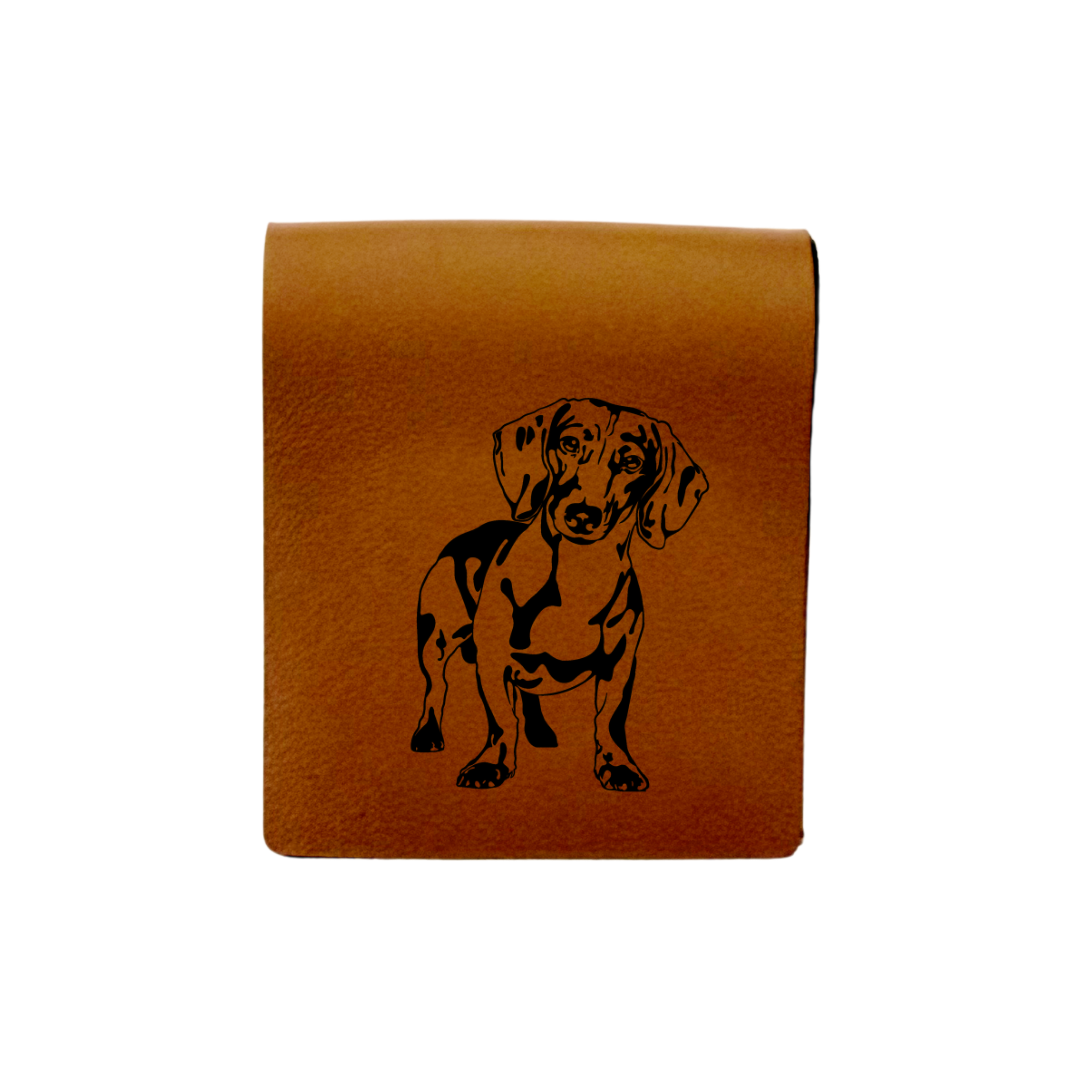 Dachshund Engraved Genuine Leather Magnetic Bookmark