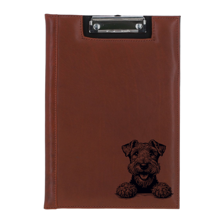 Irish Terrier Paws Engraved Leather Clipboard