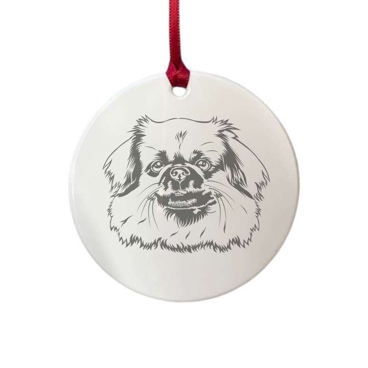 Personalised Tibetan Spaniel Face Engraved White Acrylic Decoration