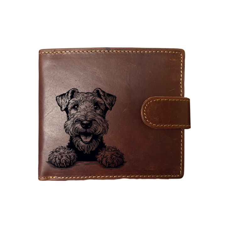 Personalised Irish Terrier Paws Engraved Dark Tan Genuine Leather Wallet