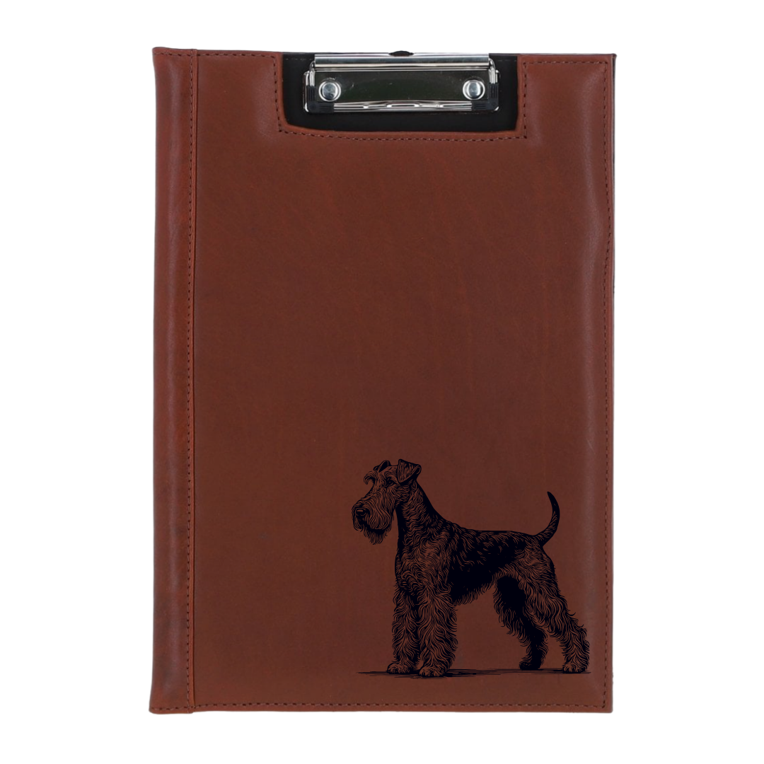 Irish Terrier Standing Engraved Leather Clipboard