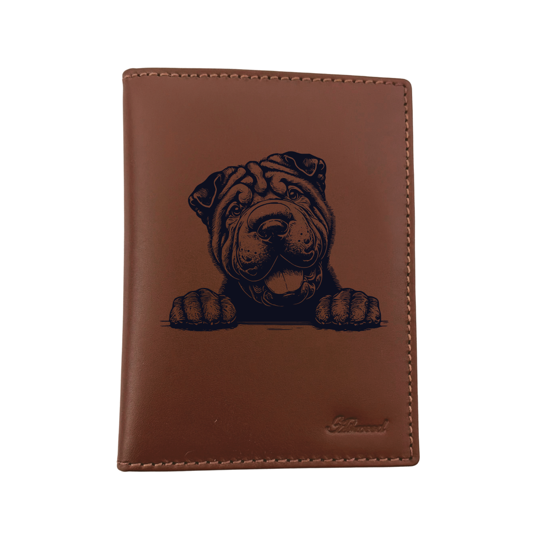 Shar Pei Paws Engraved Leather Passport Cover