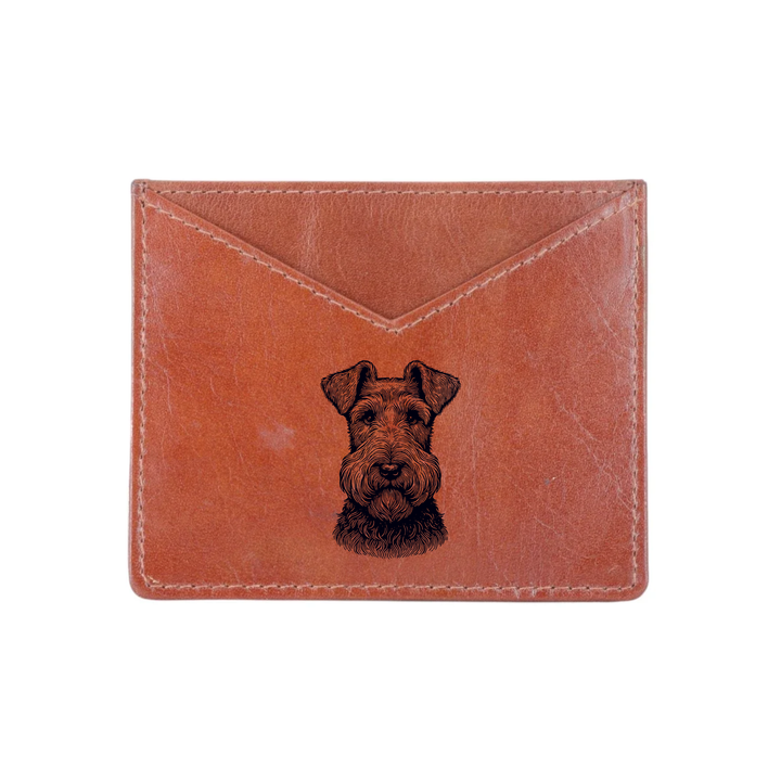 Irish Terrier Face Engraved Genuine Leather Cardholder