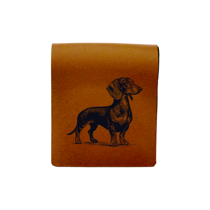 Dachshund Standing Engraved Genuine Leather Magnetic Bookmark
