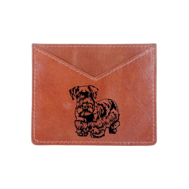 Cesky Terrier Engraved Genuine Leather Cardholder