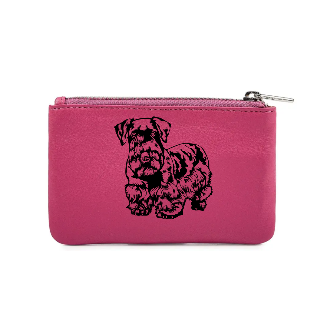 Cesky Terrier Engraved Genuine Leather Coin Purse (Multiple Colour Options)