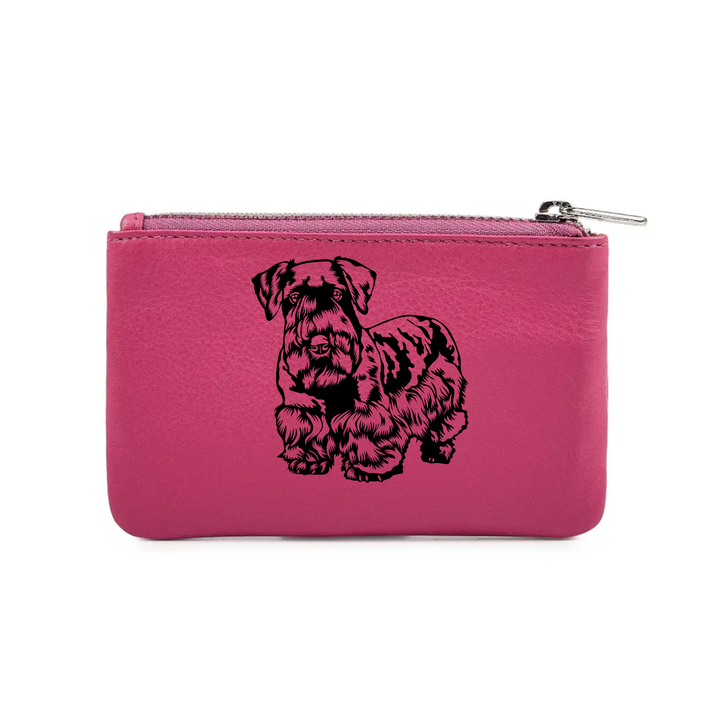 Cesky Terrier Engraved Genuine Leather Coin Purse (Multiple Colour Options)