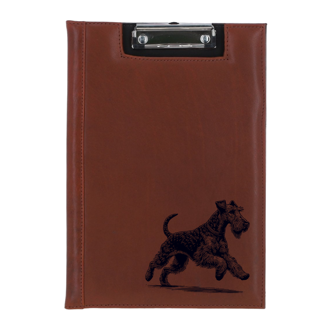 Irish Terrier Running Engraved Leather Clipboard