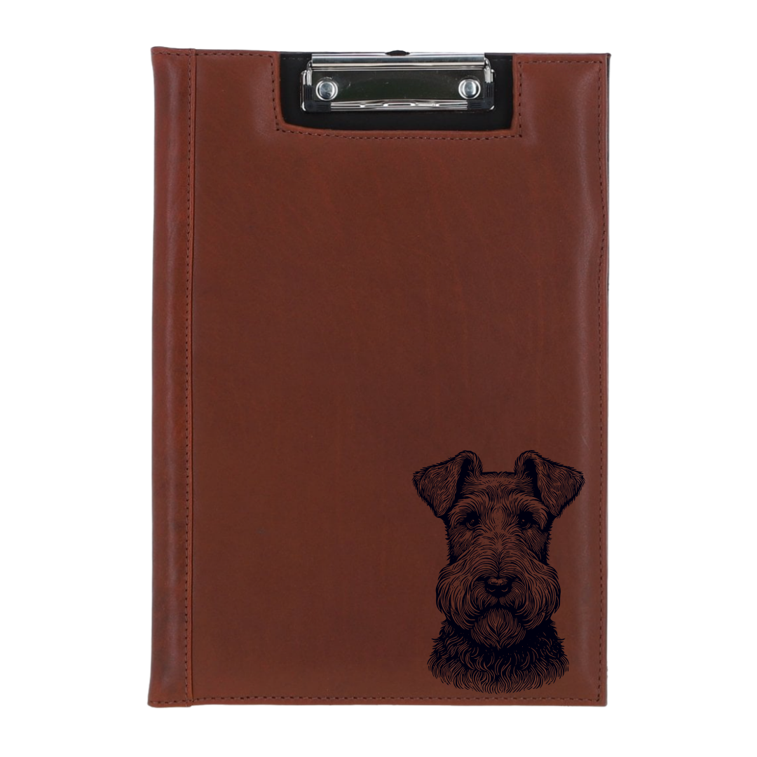 Irish Terrier Face Engraved Leather Clipboard