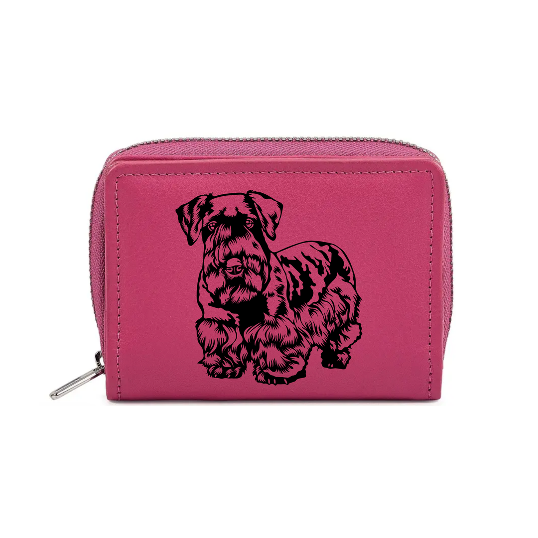 Cesky Terrier Engraved Small Leather Purse (Green/Pink/Blue/Red)