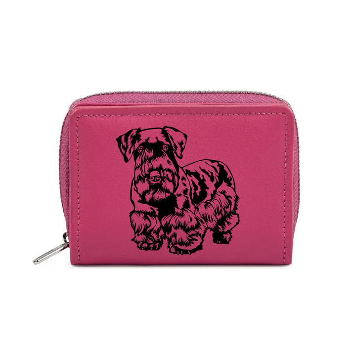 Cesky Terrier Engraved Small Leather Purse (Green/Pink/Blue/Red)