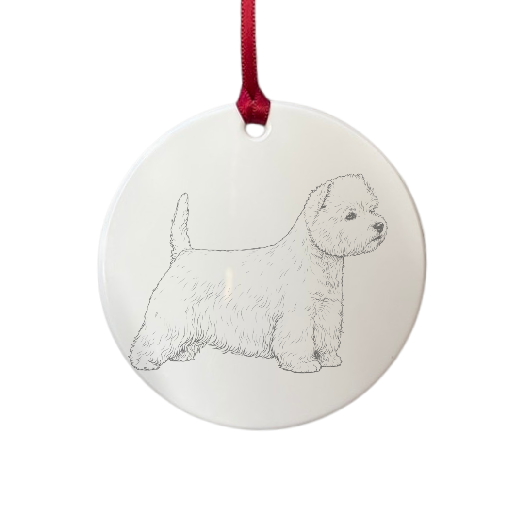 Personalised West Highland White Terrier Standing Westie Engraved White Acrylic Decoration