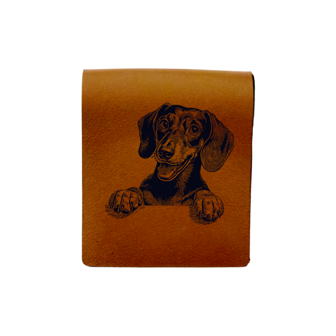 Dachshund Paws Engraved Genuine Leather Magnetic Bookmark