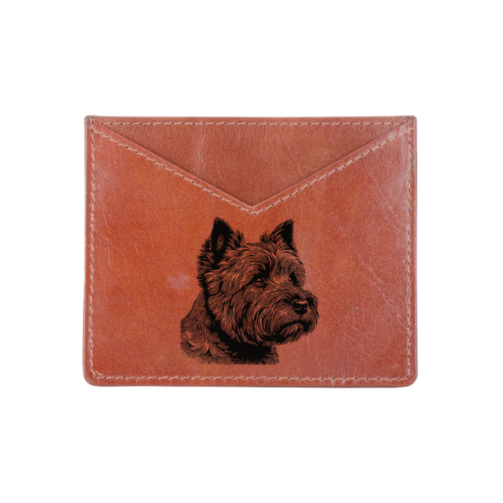 Cairn Terrier Face Engraved Genuine Leather Cardholder