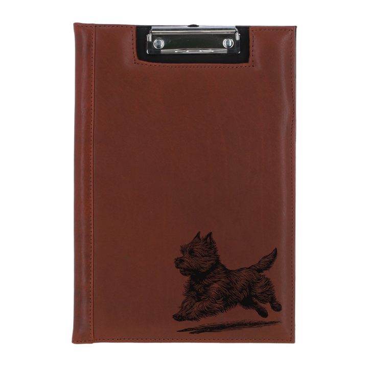 Cairn Terrier Running Engraved Leather Clipboard