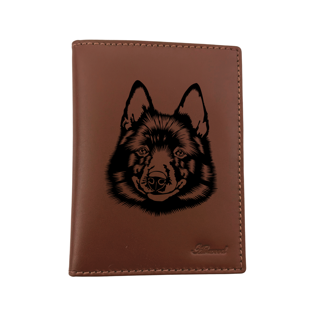 Schipperke Face Engraved Leather Passport Cover