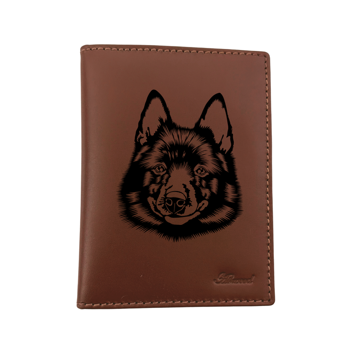 Schipperke Face Engraved Leather Passport Cover