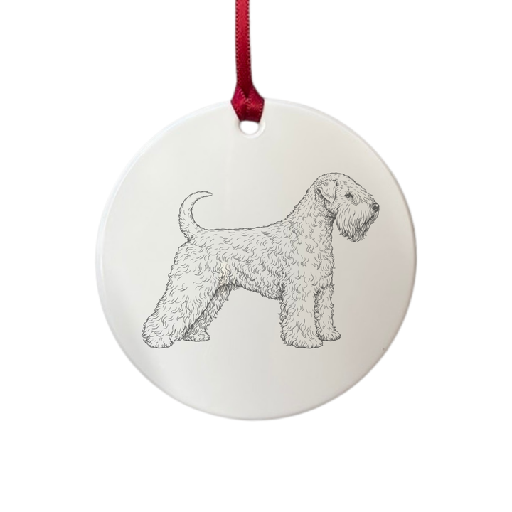 Personalised Soft Coated Wheaten Terrier Standing Engraved White Acrylic Decoration