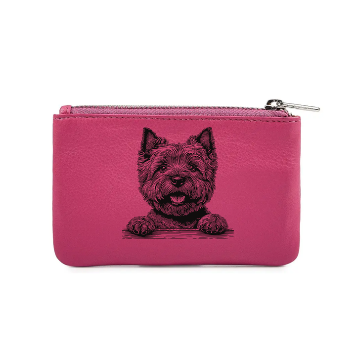 Cairn Terrier Paws Engraved Genuine Leather Coin Purse (Multiple Colour Options)