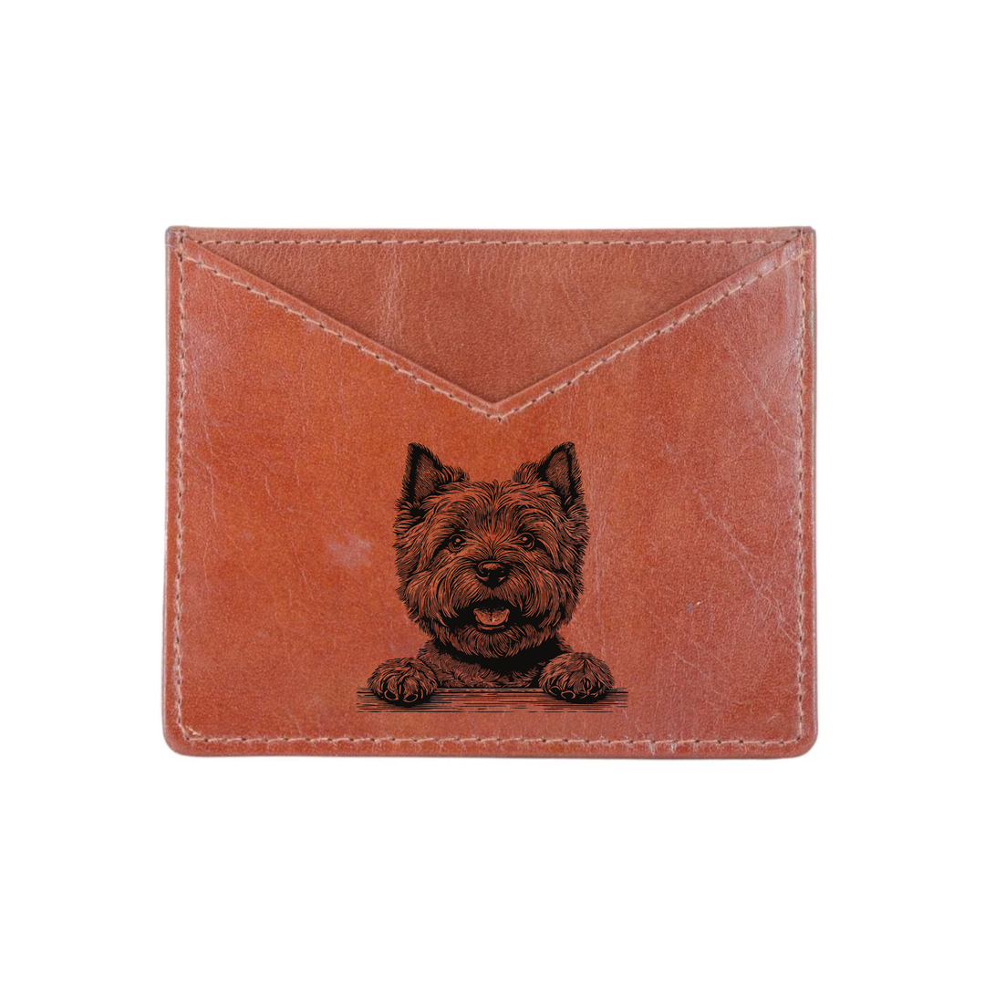 Cairn Terrier Paws Engraved Genuine Leather Cardholder